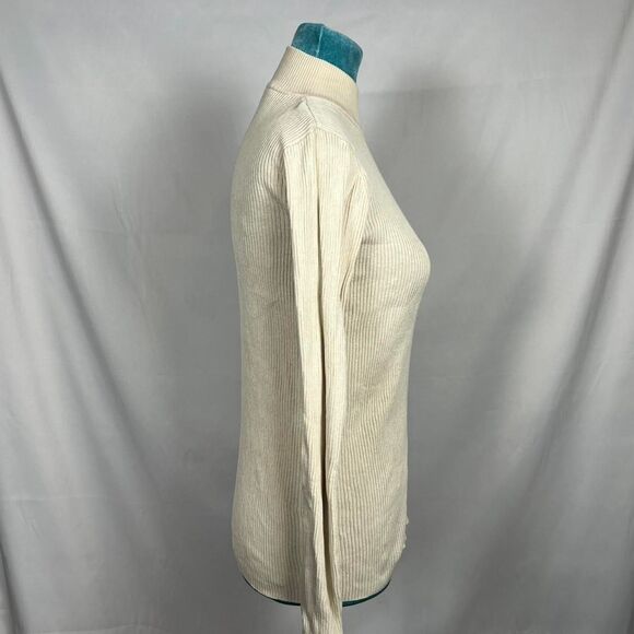 Pendleton Ribbed silk blend Mock Neck Sweater - Cream Knit (Size M) - Picture 4 of 7